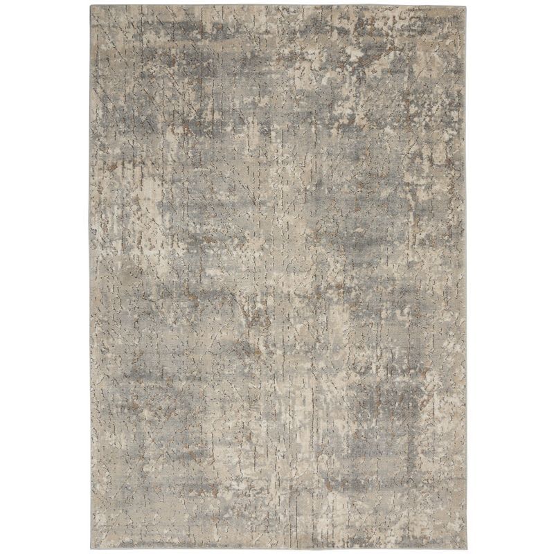 Reversible Abstract Gray Synthetic 5' x 7' Area Rug