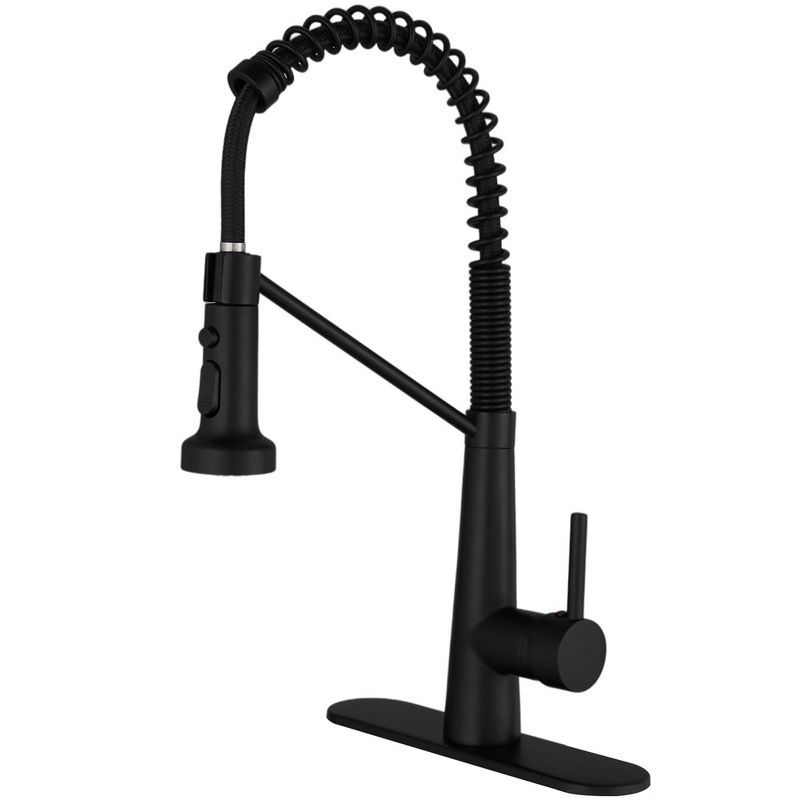 Matte Black Single-Handle Pull-Down Sprayer High Arc Kitchen Faucet