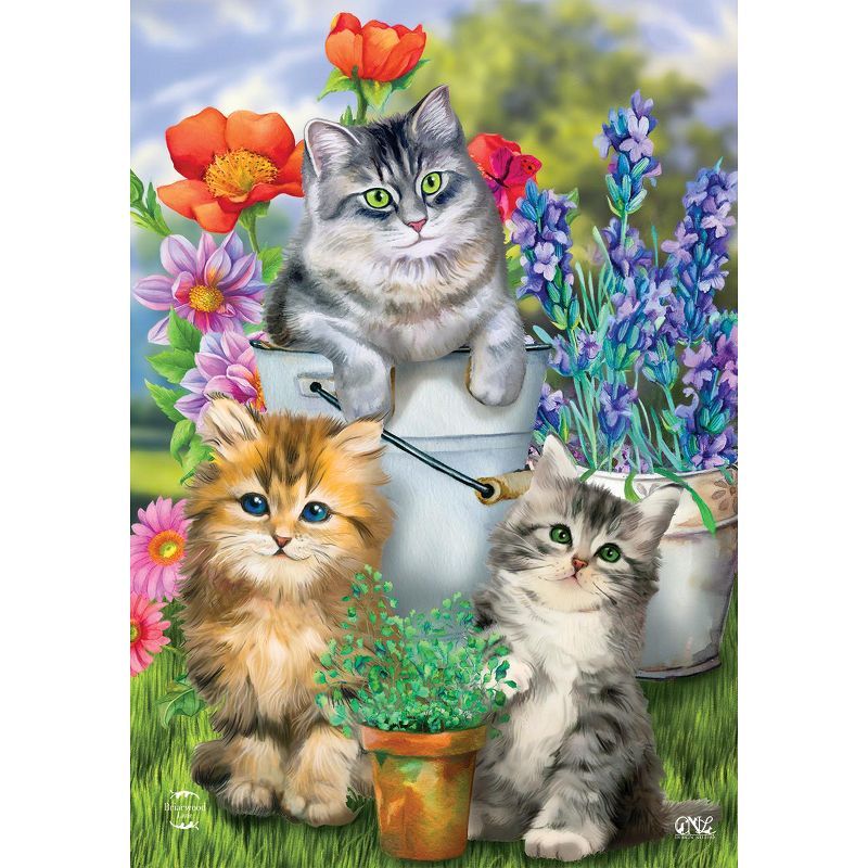 Garden Cats Spring Floral Polyester Outdoor Flag