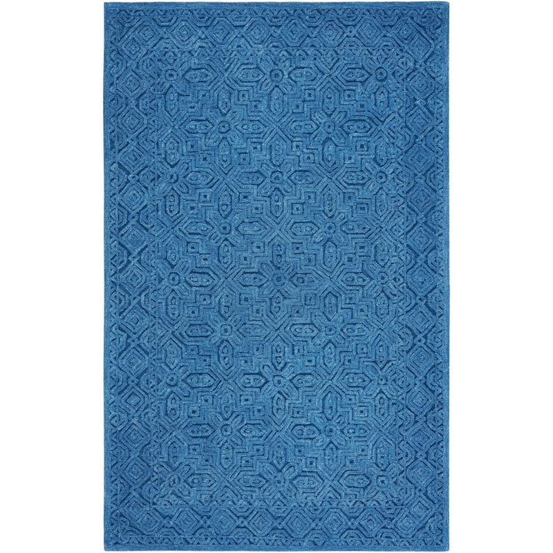 Hand-Tufted Artisan Blue Wool 4' x 6' Rectangular Rug