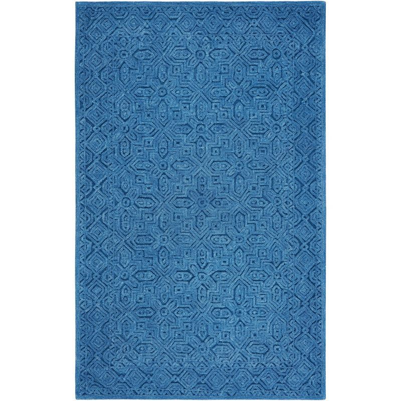 Hand-Tufted Artisan Blue Wool 4' x 6' Rectangular Rug