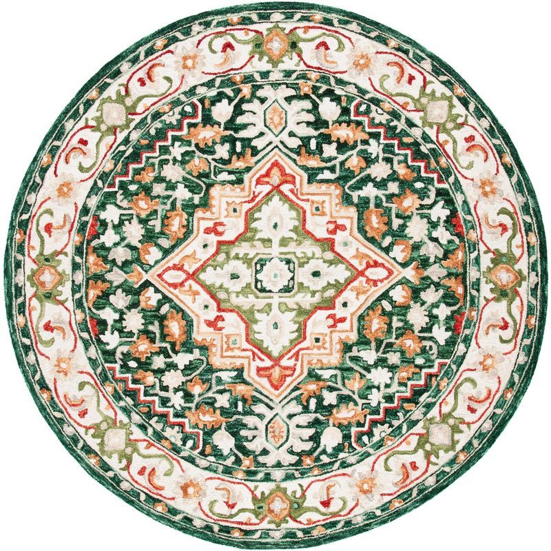 Handmade Red Geometric Wool Round Rug 7' Diameter