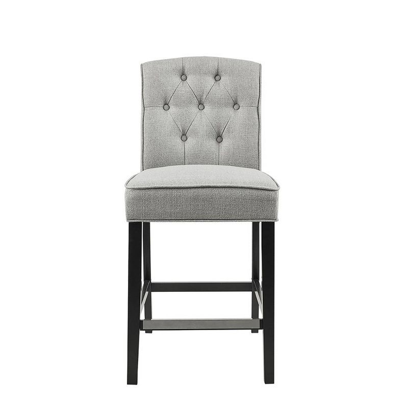 Madison Park 26" Light Grey Tufted Counter Stool with Wood Legs