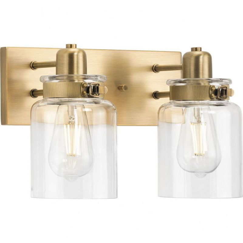 Calhoun Vintage Brass 2-Light Bath Vanity with Clear Glass