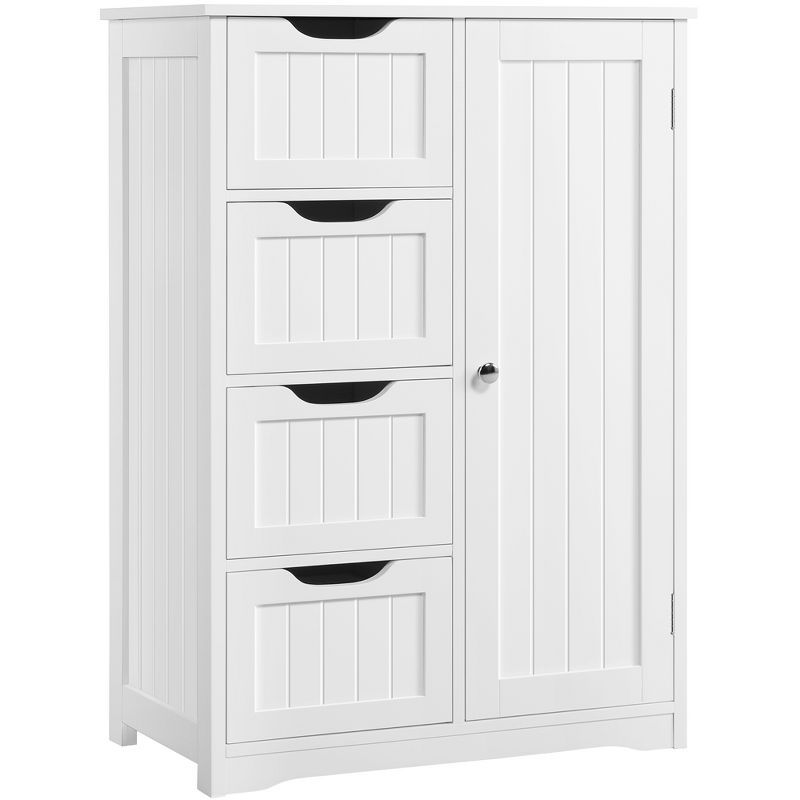 White Wooden Living Room Cabinet with Adjustable Shelving