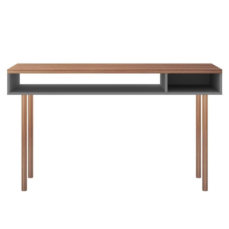 Windsor 47'' Midcentury Modern Console Table with Storage in Grey and Natural Wood