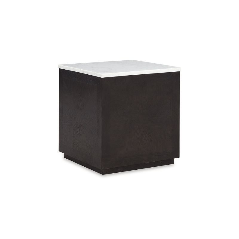 Henridge Traditional Black Wood Square Accent Table with White Marble Top