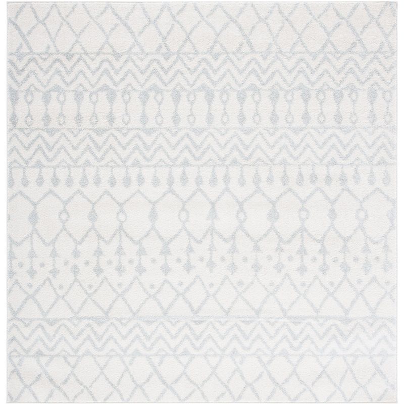 Ivory and Light Grey Square Hand-knotted Synthetic Area Rug