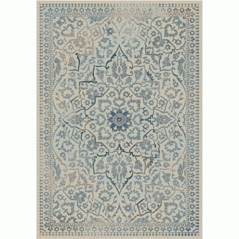 Heirloom Elegance Cream & Light Blue Hand-Knotted 5' x 7' Rug