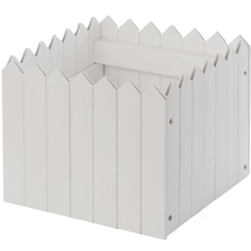 Traditional Square White Vinyl Outdoor Planter Box, 10.5"