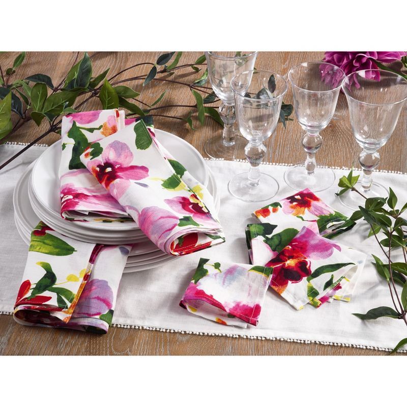 Vibrant Floral Linen Napkins Set of 4