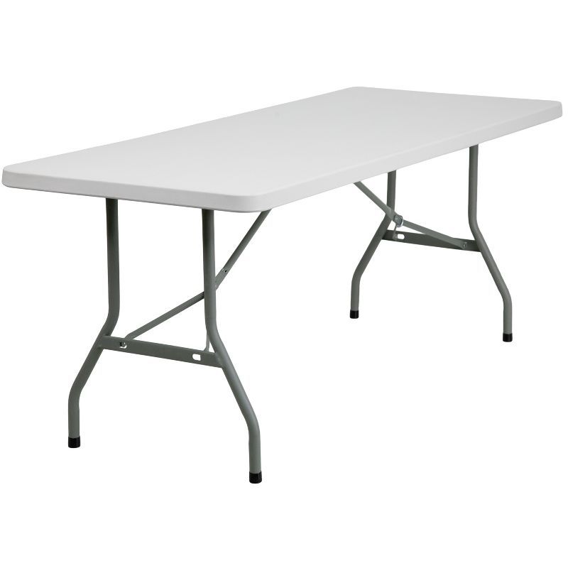 6-Foot Gray Metal Frame White Plastic Folding Table