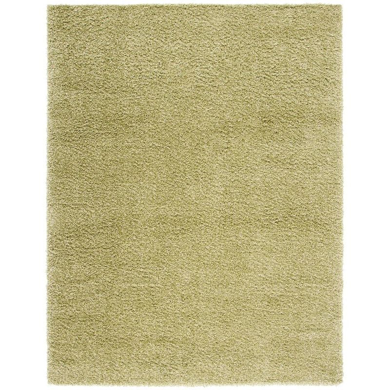 Green Round Hand-knotted Shag Synthetic Area Rug