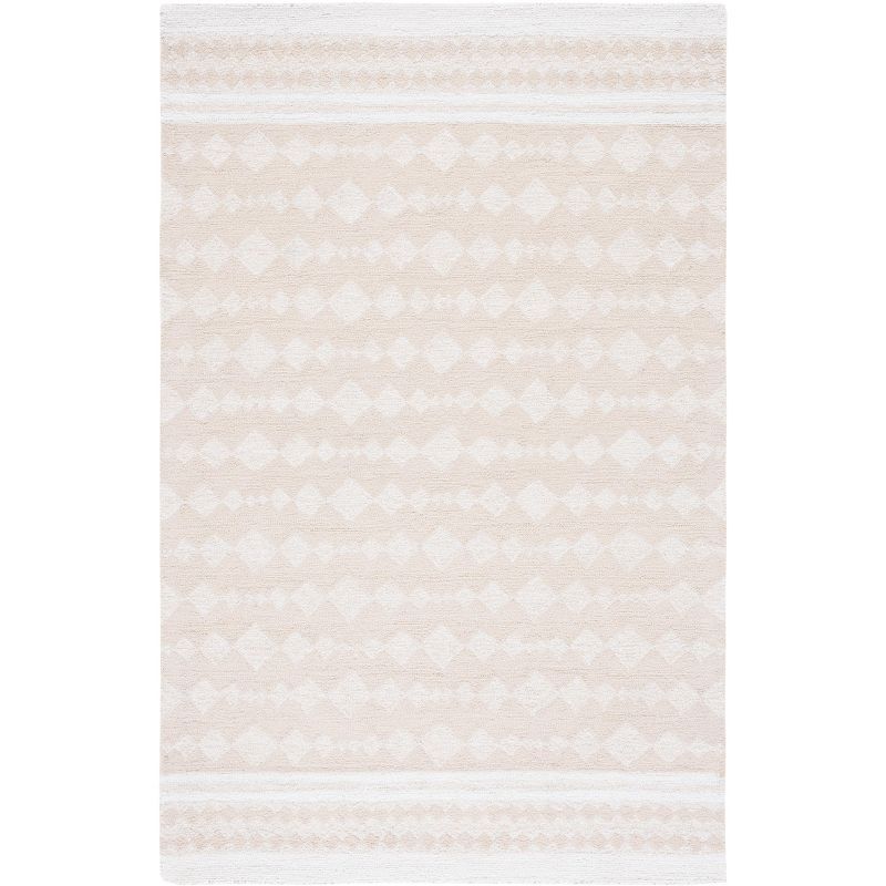 Ivory Beige Hand-Tufted Wool and Viscose 4' x 6' Rug