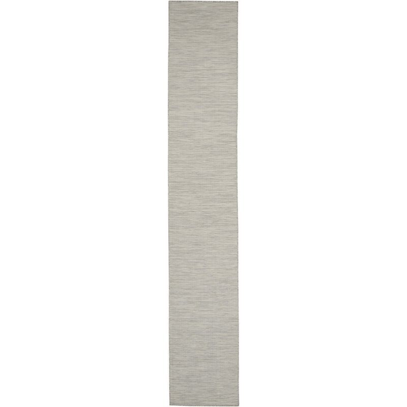 Light Grey Synthetic Flat Woven Runner Rug 2'2" x 10'