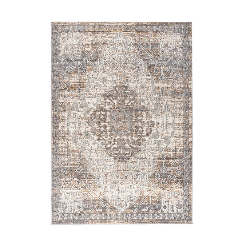 Easy-Care Reversible Gray Synthetic 5' x 7' Area Rug