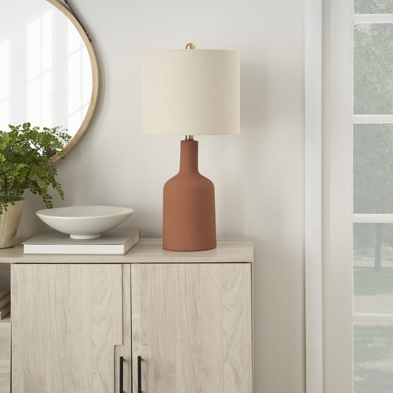 22" Terracotta Ceramic Table Lamp with White Shade