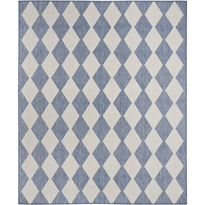 Navy Blue Diamond Pattern 6' x 9' Outdoor Rug