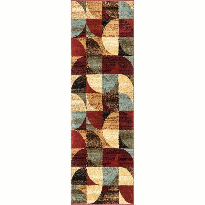 Mid Century Modern Multicolor Geometric Runner Rug 2'3" x 7'3"