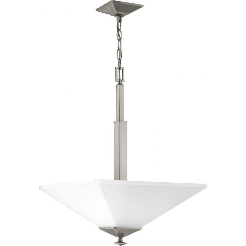 Clifton Heights 24.5" Brushed Nickel Craftsman Pendant with Etched Glass