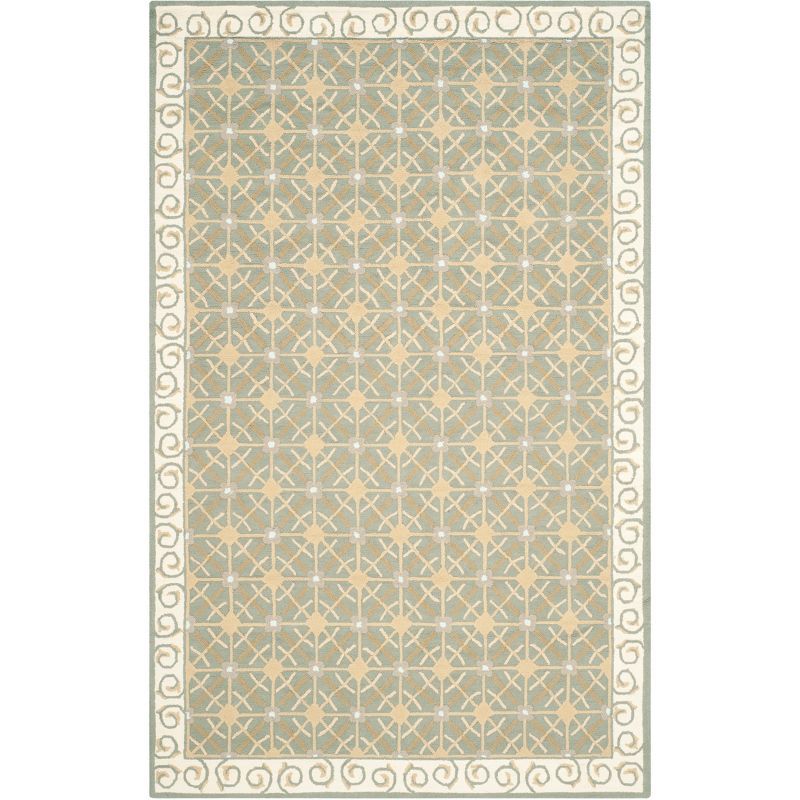 Newport Hand-Hooked Olive and Beige Cotton Area Rug