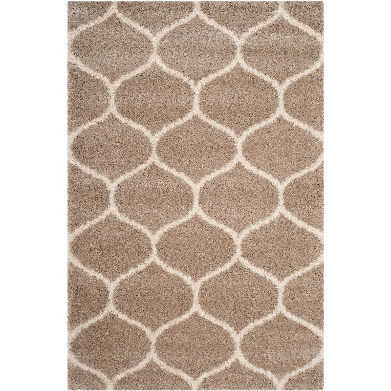 Luxurious Beige Ivory Shag Area Rug 8' x 10' - Easy Care Synthetic