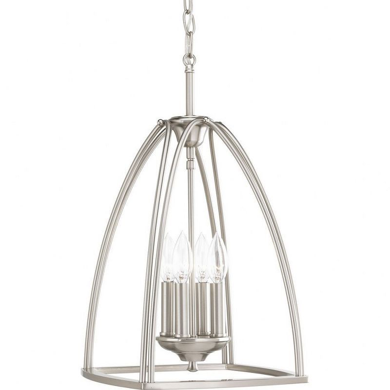 Brushed Nickel Four-Light Farmhouse Foyer Pendant