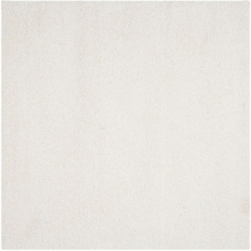 Plush Serenity 36" White Square Shag Rug - Easy Care & Stain-Resistant