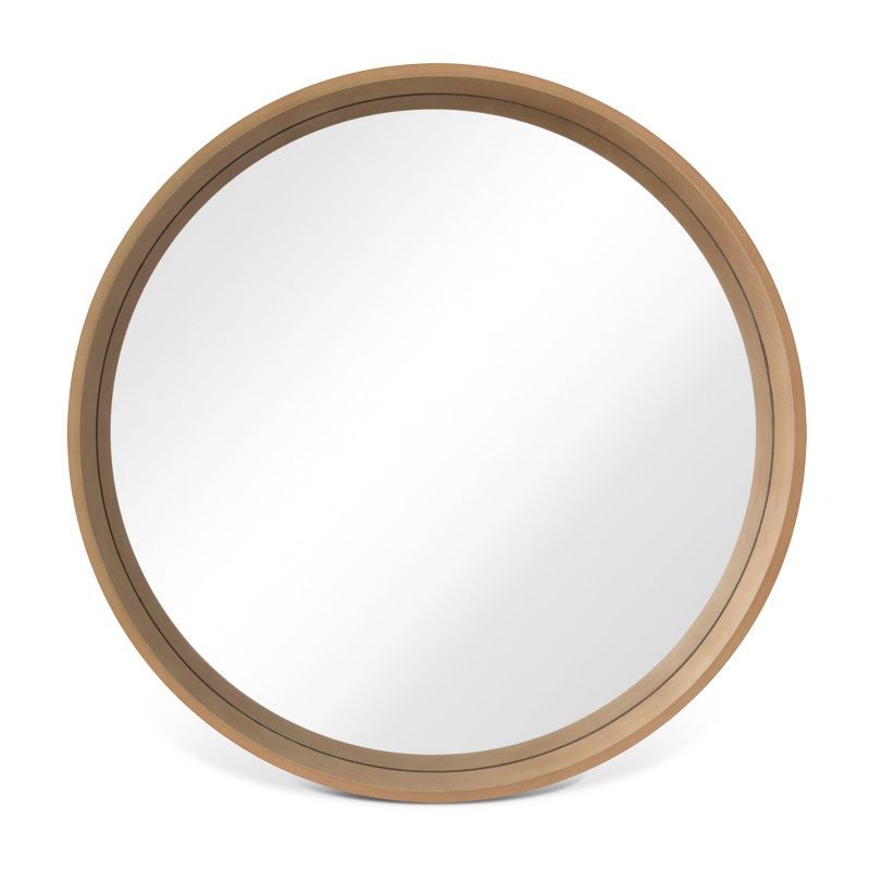 Natural Pine Wood Round Wall Mirror