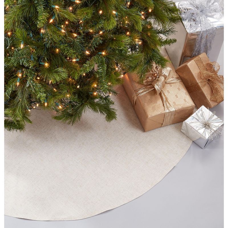 Natural Linen Blend Christmas Tree Skirt, 56" Diameter