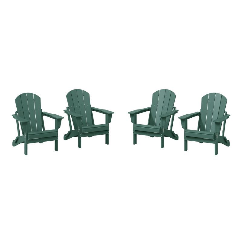 Dark Green HDPE Folding Adirondack Chair Set of 4