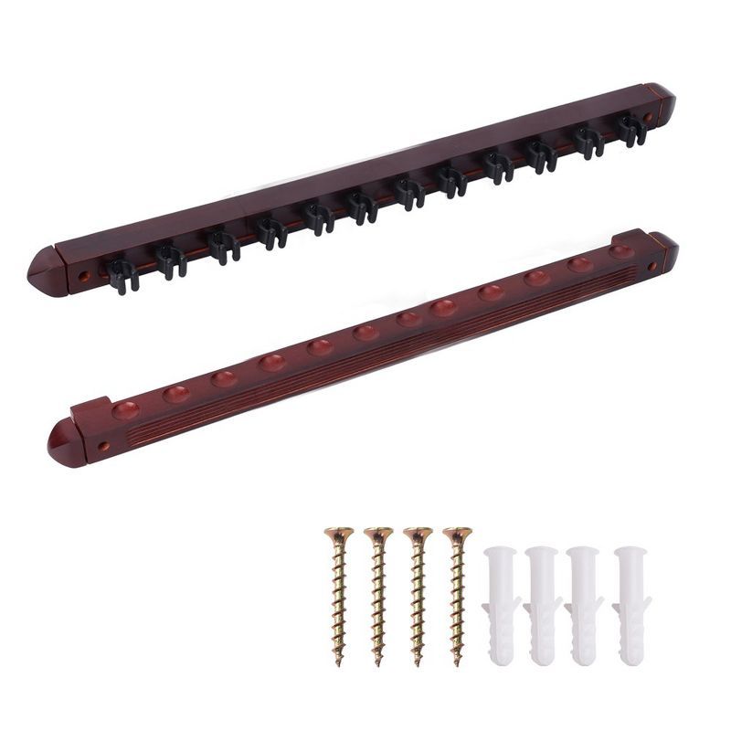 Mahogany 2-Piece Wall Mounted Pool Cue Rack Set