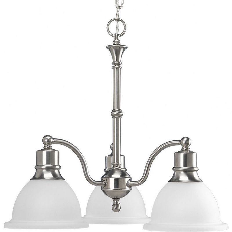 Madison Brushed Nickel 3-Light Chandelier with Etched Glass Shades