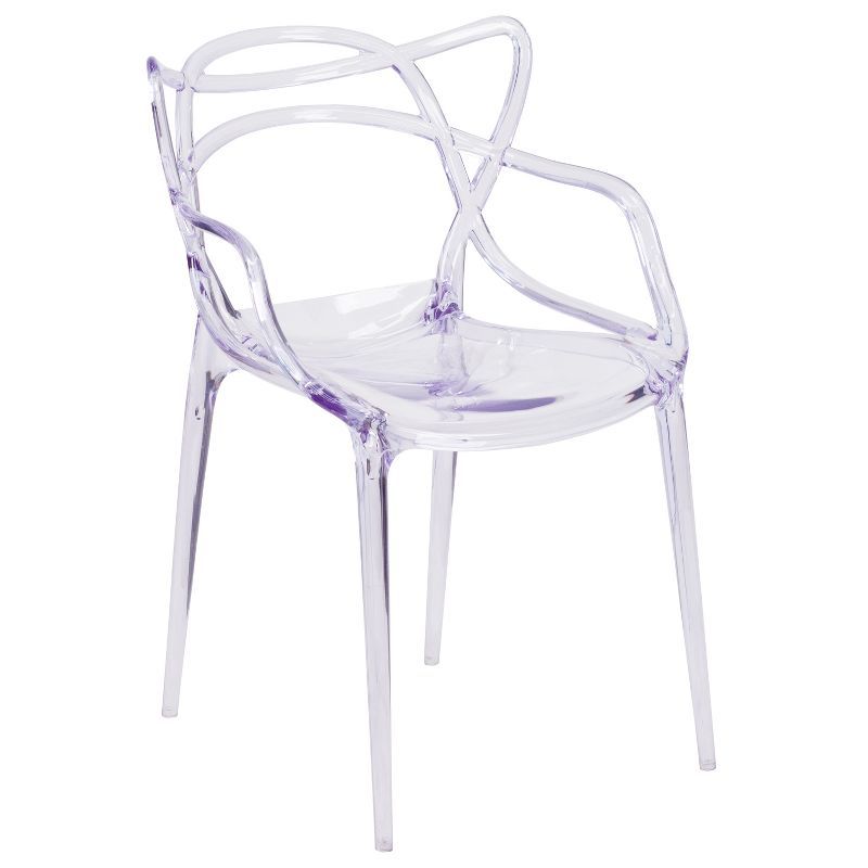 Clear Polycarbonate Decorative Cutout Stacking Side Chair