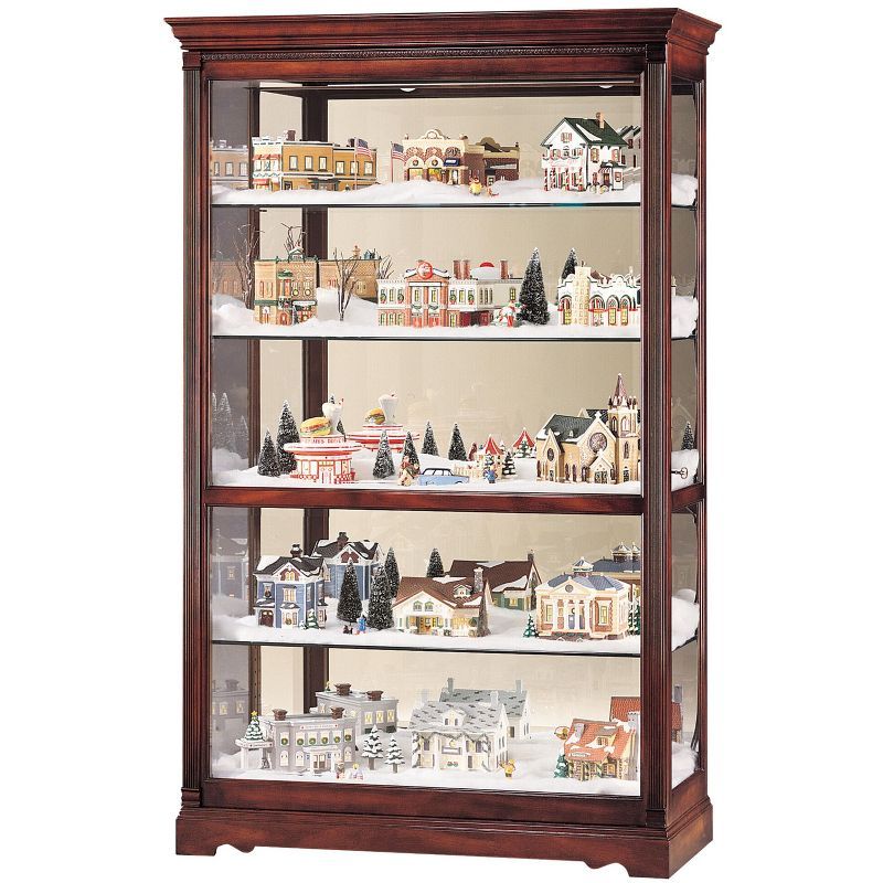 Windsor Cherry Lighted Traditional Curio Cabinet