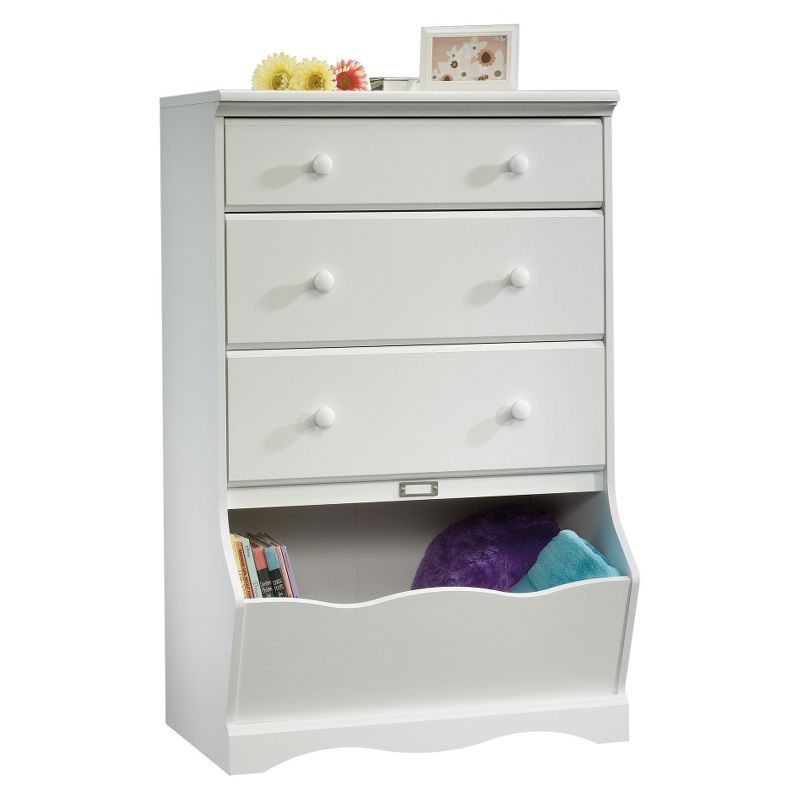 Soft White Whimsical 3-Drawer Child's Chest with Storage Bin