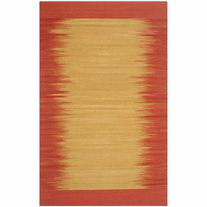 Rust and Beige Handwoven Wool Kilim Area Rug 6' x 9'