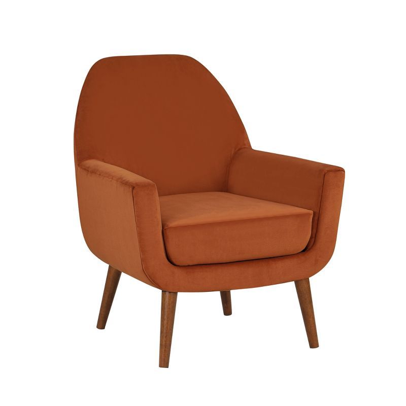 Accera Burnt Orange Velvet Mid-Century Modern Accent Chair