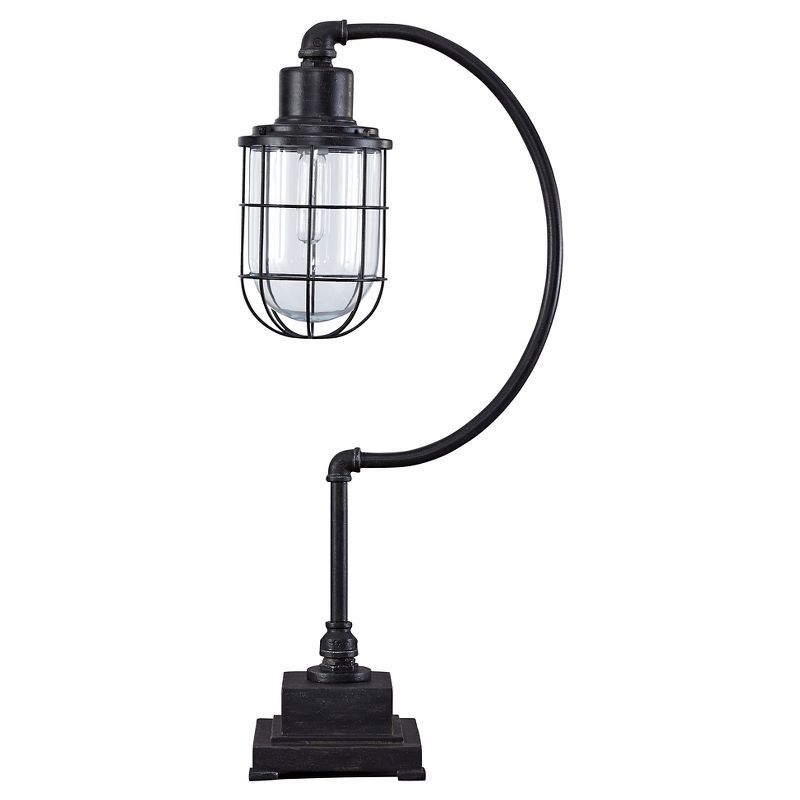 Edison Black Metal Desk Lamp with Glass Shade