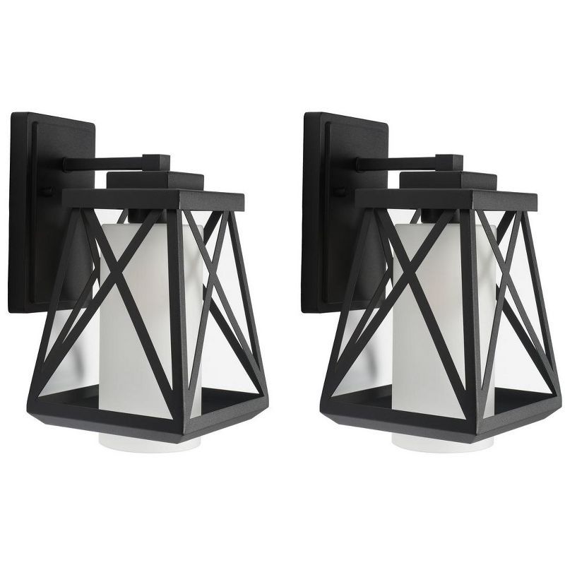 Braith Black Geometric Outdoor Wall Sconce Set