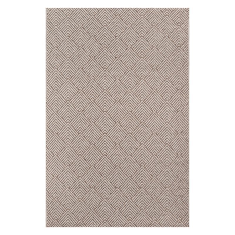 Como Tahla Easy-Care Geometric Beige Synthetic Accent Rug - 2' x 3'