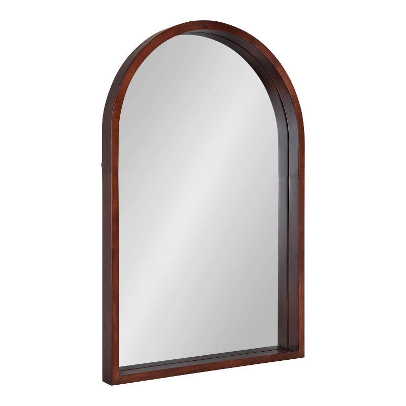 Walnut Brown Arched Wood Vanity Mirror