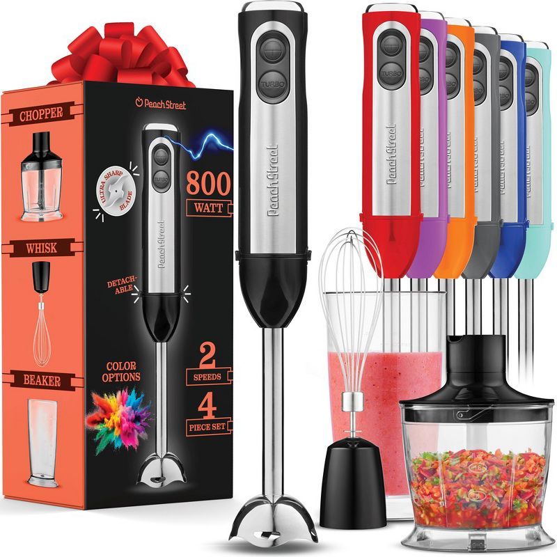 800W Stainless Steel 2-Speed Immersion Blender Set with Attachments