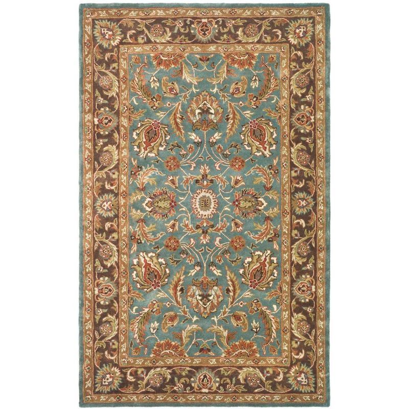 Hand-Tufted Heritage Blue and Brown Wool Area Rug, 4' x 6'