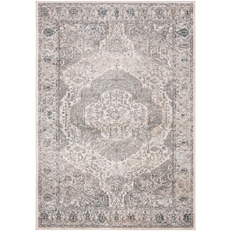 Ivory and Gray Hand-Knotted Wool Area Rug, 3' x 5'