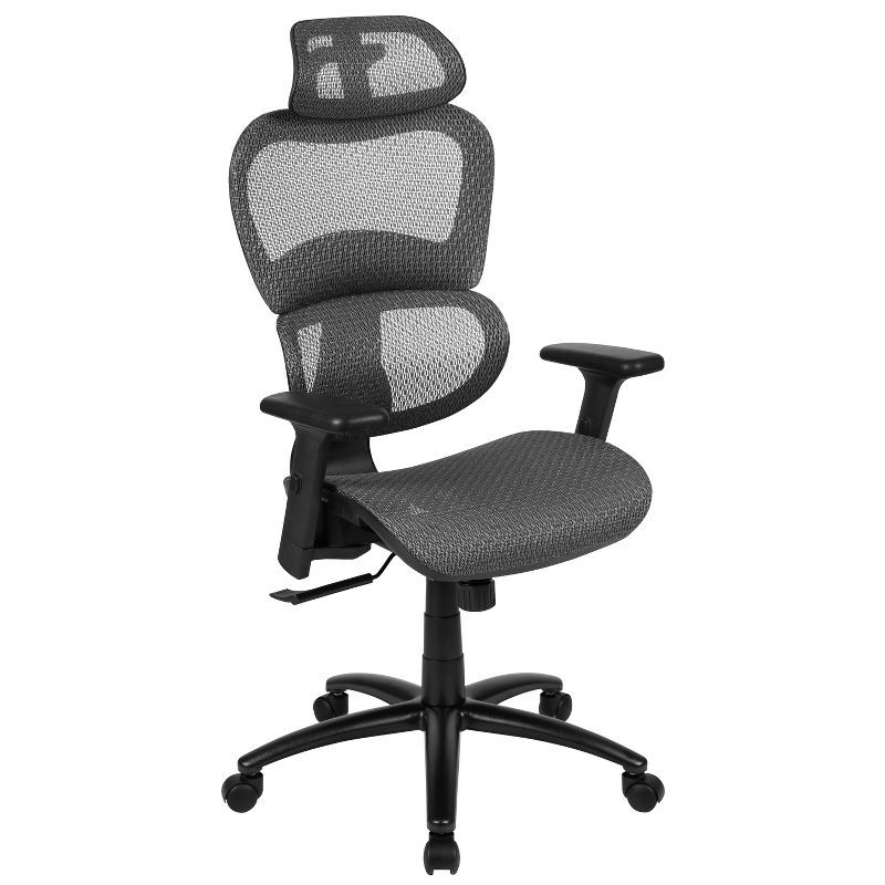 ErgoFlex 360 High-Back Mesh Swivel Office Chair with Adjustable Arms in Gray