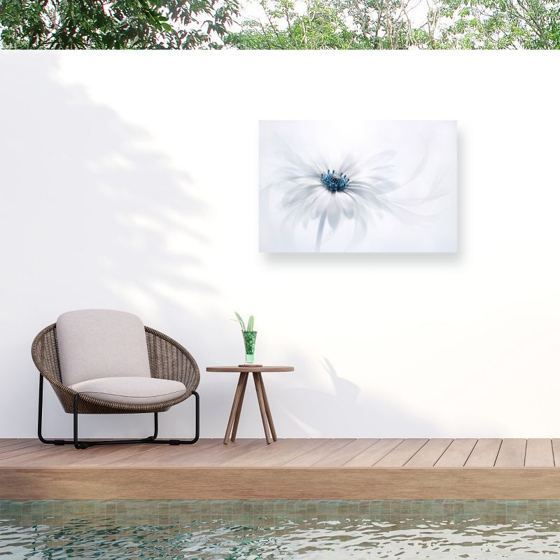 Serenity White and Blue Flower Outdoor Canvas Wall Art