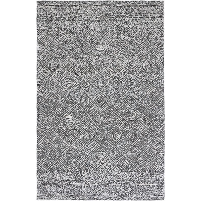 Black and Ivory Hand-Tufted Wool 8' x 10' Area Rug