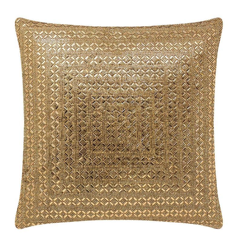 Madison Avenue Gold Rhinestone Velvet Square Pillow 20x20