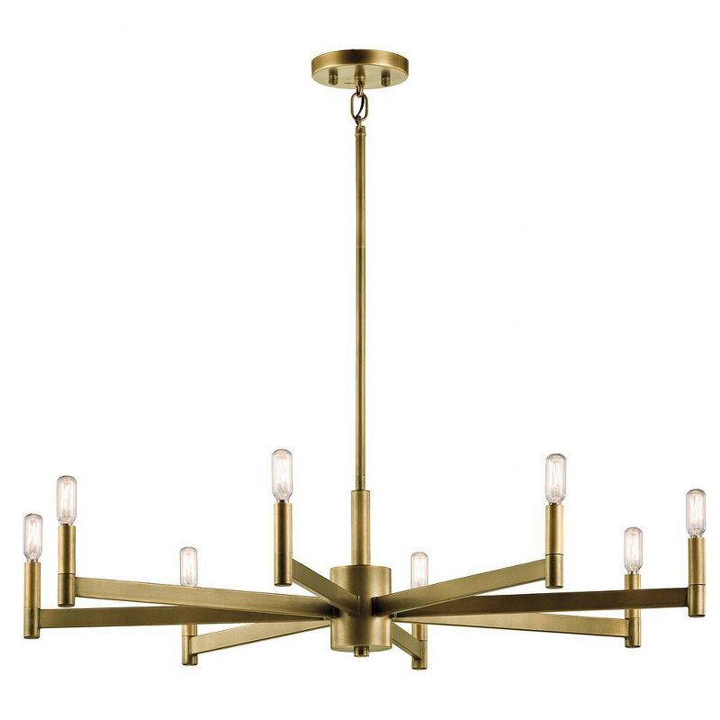 Modern Black and Brass 8-Light Candle Chandelier